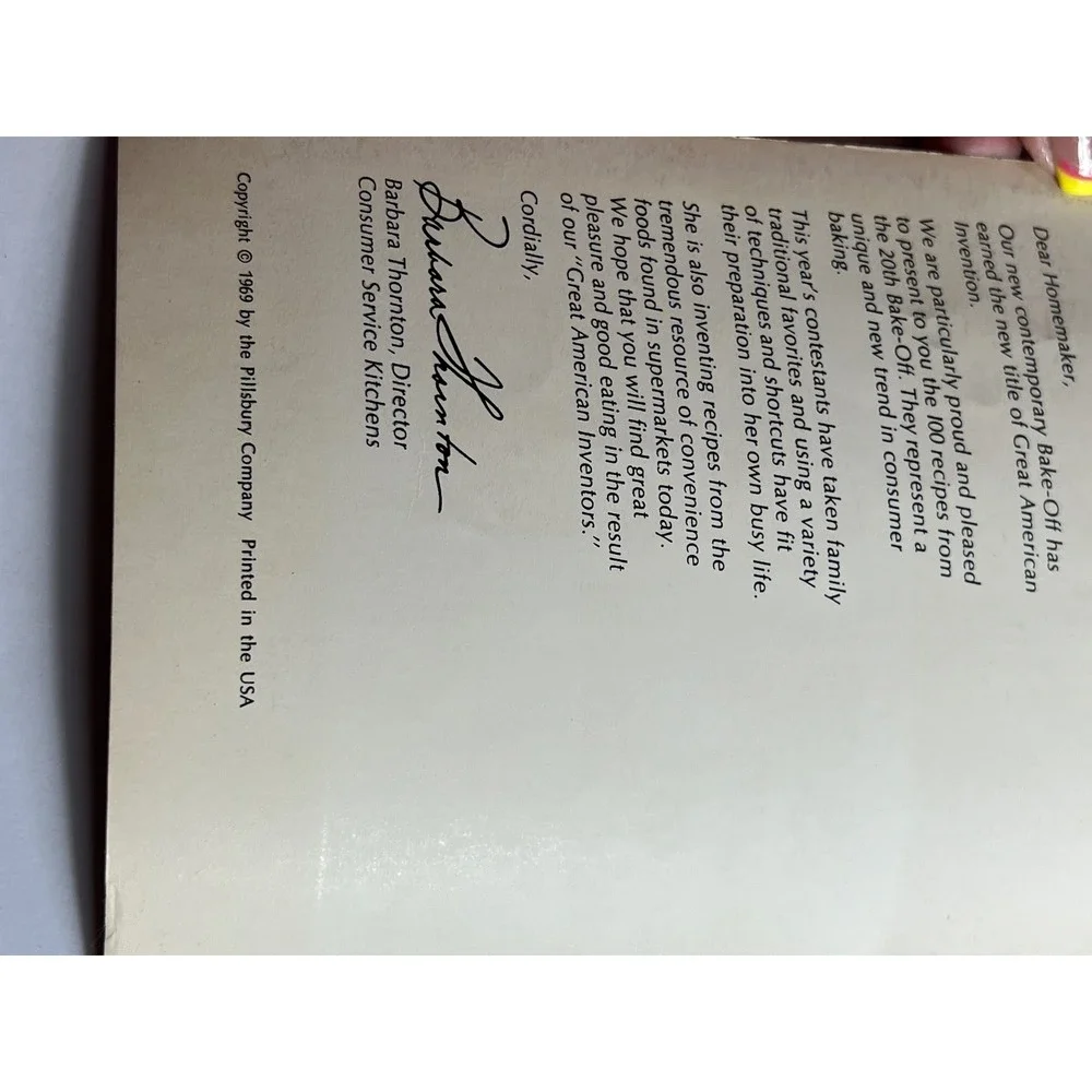 Vintage 1969 Pillsbury 100 Bake-Off Recipes‎ 20th Annual Great American Event